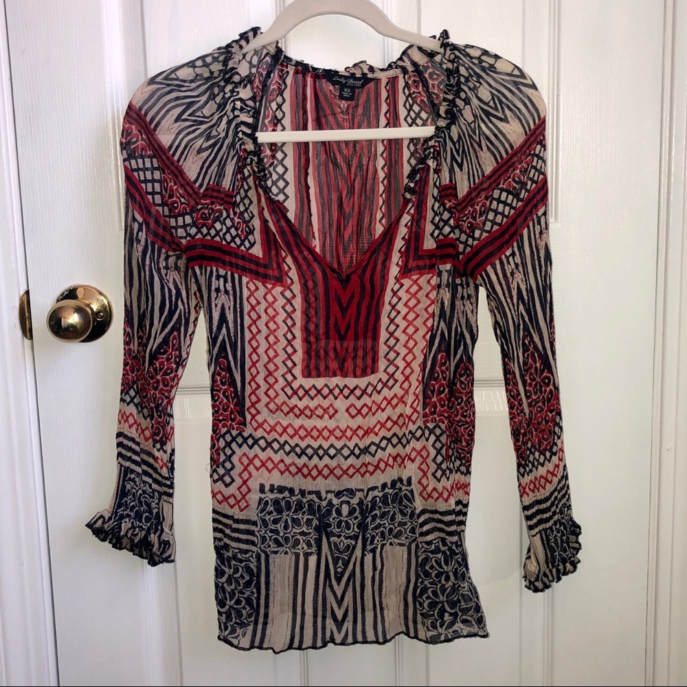 Lucky Brand xs red, white,blue long sleeve top - Picture 7 of 11